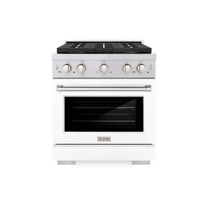 ZLINE 30" 4.2 cu. ft. Paramount Gas Range with 4 Burner DuoPro™ Cooktop and Convection Gas Oven with White Matte Door, PSGR-WM-30