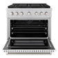 ZLINE 36" 5.2 cu. ft. Paramount Gas Range with 6 Burner DuoPro™ Cooktop and Convection Gas Oven with White Matte Door, PSGR-WM-36