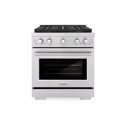 ZLINE 30" 4.2 cu. ft. Paramount Gas Range with 4 Burner DuoPro™ Cooktop and Convection Gas Oven in Stainless Steel, PSGR30