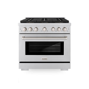 ZLINE 36" 5.2 cu. ft. Paramount Gas Range with 6 Burner DuoPro™ Cooktop and Convection Gas Oven in Stainless Steel, PSGR36