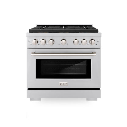 ZLINE 36" 5.2 cu. ft. Paramount Gas Range with 6 Burner DuoPro™ Cooktop and Convection Gas Oven in Stainless Steel, PSGR36