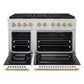 ZLINE Autograph 48" 6.7 cu. ft. Paramount Gas Range with 8 Burner DuoPro™ Cooktop and Dual Ovens with White Matte Doors and Champagne Bronze Accents, PSGRZ-WM-48-CB