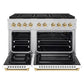 ZLINE Autograph 48" 6.7 cu. ft. Paramount Gas Range with 8 Burner DuoPro™ Cooktop and Dual Ovens with White Matte Doors and Polished Gold Accents, PSGRZ-WM-48-G