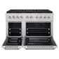 ZLINE Autograph 48" 6.7 cu. ft. Paramount Gas Range with 8 Burner DuoPro™ Cooktop and Dual Ovens in Stainless Steel with Polished Nickel Helix Handles and Accents, PSGRZ-48-KPN