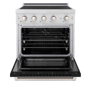 ZLINE 30" 4.2 cu. ft. Paramount Induction Range with 4 Element Cooktop and Electric Convection Oven in Stainless Steel with Black Matte Door, SINR-BLM-30