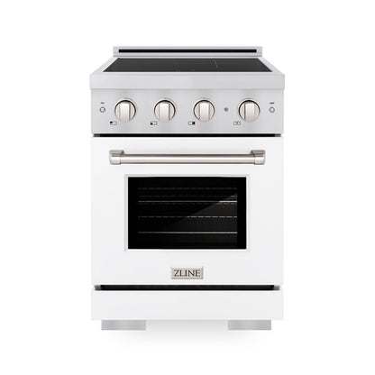 ZLINE 24" 3.2 cu. ft. Paramount Induction Range with 3 Element Cooktop and Electric Convection Oven in Stainless Steel with White Matte Door, SINR-WM-24
