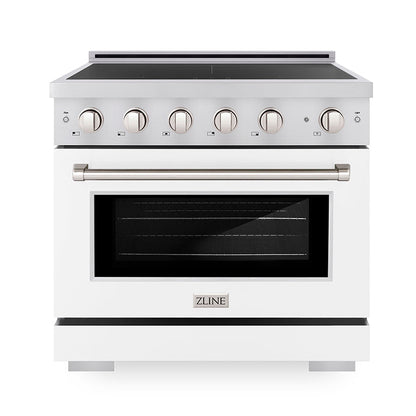 ZLINE 36" 5.2 cu. ft. Paramount Induction Range with 5 Element Cooktop and Electric Convection Oven in Stainless Steel with White Matte Door, SINR-WM-36