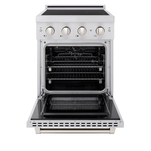ZLINE 24" 5.2 cu. ft. Paramount Induction Range with 3 Element Cooktop and Electric Oven in Stainless Steel, SINR24