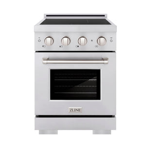 ZLINE 24" 5.2 cu. ft. Paramount Induction Range with 3 Element Cooktop and Electric Oven in Stainless Steel, SINR24