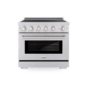 ZLINE 36" 5.2 cu. ft. Paramount Induction Range with 5 Element Cooktop and Electric Oven in Stainless Steel, SINR36