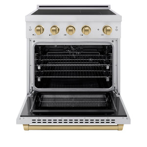 ZLINE Autograph 30" 4.2 cu. ft. Induction Range with 4 Element Cooktop and Electric Oven in Stainless Steel and Champagne Bronze Accents, SINRZ-30-CB