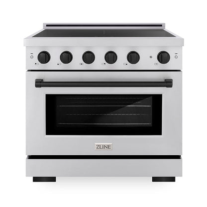 ZLINE Autograph Edition 36" 5.2 cu. ft. Paramount Induction Range with 5 Element Cooktop and Electric Convection Oven in Stainless Steel with Matte Black Accents, SINRZ-36-MB