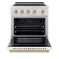 ZLINE Autograph Edition 30" 4.2 cu. ft. Paramount Induction Range with 4 Element Cooktop and Electric Convection Oven in Stainless Steel with White Matte Door and Champagne Bronze Accents, SINRZ-WM-30-CB
