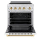 ZLINE Autograph Edition 30" 4.2 cu. ft. Paramount Induction Range with 4 Element Cooktop and Electric Convection Oven in Stainless Steel with White Matte Door and Polished Gold Accents, SINRZ-WM-30-G