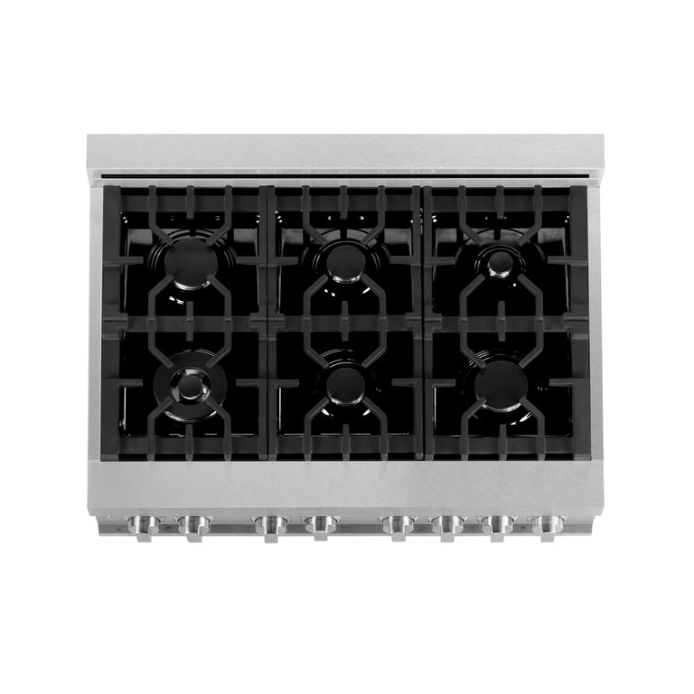ZLINE 36" 4.6 cu. ft. Gas Burner, Electric Oven with Griddle in DuraSnow® Stainless Steel, RAS-SN-GR-36