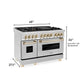 ZLINE Autograph 48" 6.0 cu. ft. Dual Fuel Range in Stainless Steel with Gold Accents, RAZ-48-G