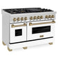 ZLINE Autograph 48" 6.0 cu. ft. Dual Fuel Range with White Matte Door with Bronze Accents, RAZ-WM-48-CB