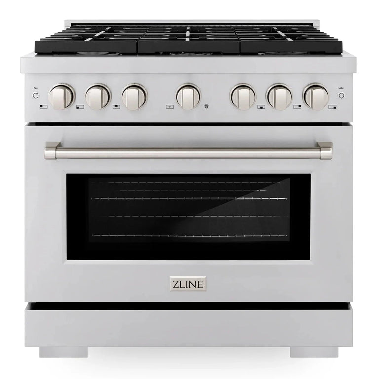 ZLINE  Appliance Package - 36" Gas Range, Range Hood, Microwave Drawer, Dishwasher and Beverage Fridge, 5KP-SGRRH36-MWDWV-RBV