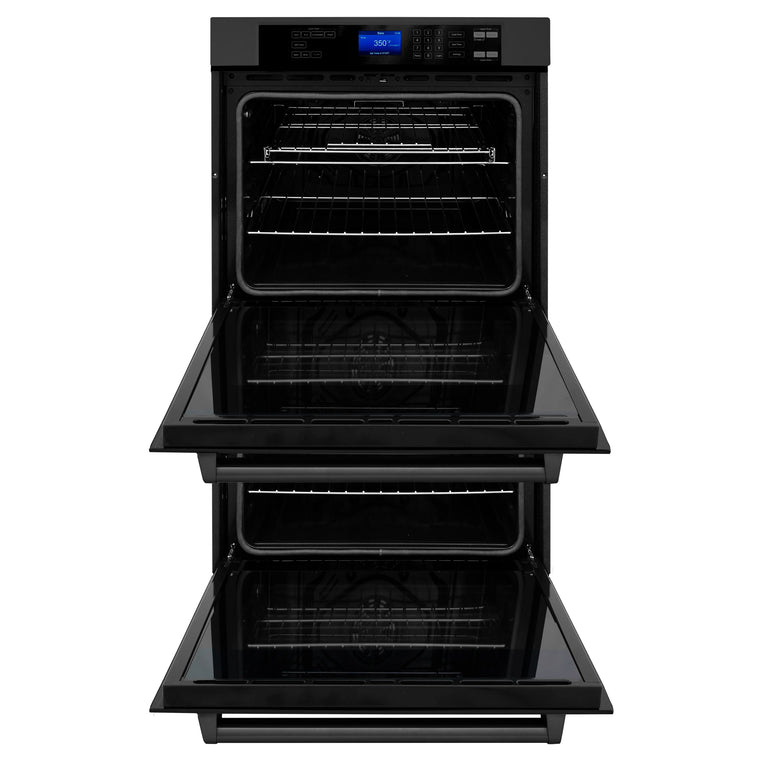 ZLINE Kitchen Appliance Package with 36" Black Stainless Steel Rangetop and 30" Double Wall Oven, 2KP-RTBAWD36