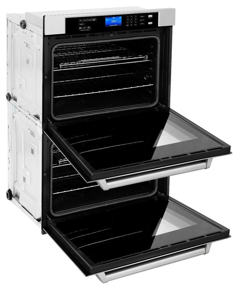 ZLINE Appliance Package - 30" Professional Double Wall Oven, 48" Rangetop, Range Hood In Stainless Steel, 3KP-RTRH48-AWD