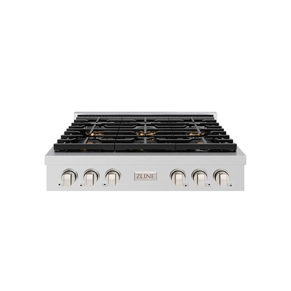 ZLINE 36" Paramount Gas Rangetop with 6 Burner DuoPro™ Cooktop in Stainless Steel, PSRT36