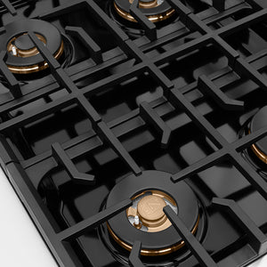 ZLINE Autograph Edition 30" Paramount Gas Rangetop with 4 Burner DuoPro™ Cooktop in Stainless Steel and Matte Black Accents, PSRTZ-30-MB