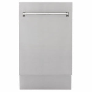 ZLINE Tallac 18-Inch Top Control Built-In Dishwasher, Stainless Steel Panel, Traditional Handle, 51 dBA, DWV-304-18