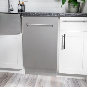 ZLINE Tallac 18-Inch Top Control Built-In Dishwasher, Stainless Steel Panel, Traditional Handle, 51 dBA, DWV-304-18