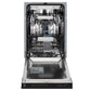 ZLINE Tallac 18-Inch Top Control Built-In Dishwasher, Black Matte Panel, Traditional Handle, 51 dBA, DWV-BLM-18
