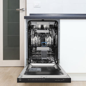 ZLINE Tallac 18-Inch Top Control Built-In Dishwasher, Black Matte Panel, Traditional Handle, 51 dBA, DWV-BLM-18