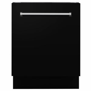 ZLINE Tallac 24-Inch Top Control Built-In Dishwasher, Black Matte Panel, Traditional Handle, 51 dBA, DWV-BLM-24
