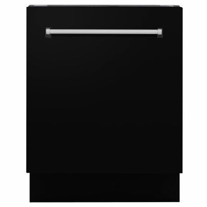 ZLINE Tallac 24-Inch Top Control Built-In Dishwasher, Black Matte Panel, Traditional Handle, 51 dBA, DWV-BLM-24