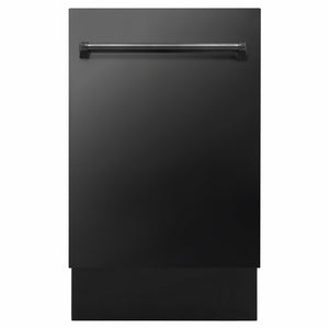 ZLINE Tallac 18-Inch Top Control Built-In Dishwasher, Black Stainless Steel Panel, Traditional Handle, 51 dBA, DWV-BS-18