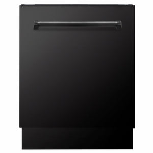 ZLINE Tallac 24-Inch Top Control Built-In Dishwasher, Black Stainless Steel Panel, Traditional Handle, 51 dBA, DWV-BS-24