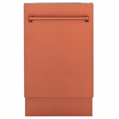 ZLINE Tallac 18-Inch Top Control Built-In Dishwasher, Copper Panel, Traditional Handle, 51 dBA, DWV-C-18