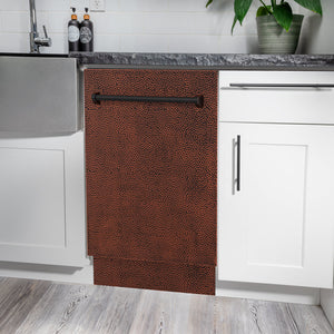 ZLINE Tallac 18-Inch Top Control Built-In Dishwasher, Hand-Hammered Copper Panel, Traditional Handle, 51 dBA, DWV-HH-18