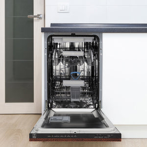 ZLINE Tallac 18-Inch Top Control Built-In Dishwasher, Hand-Hammered Copper Panel, Traditional Handle, 51 dBA, DWV-HH-18