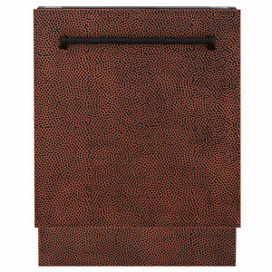 ZLINE Tallac 24-Inch Top Control Built-In Dishwasher, Hand-Hammered Copper Panel, Traditional Handle, 51 dBA, DWV-HH-24