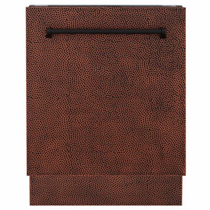 ZLINE Tallac 24-Inch Top Control Built-In Dishwasher, Hand-Hammered Copper Panel, Traditional Handle, 51 dBA, DWV-HH-24