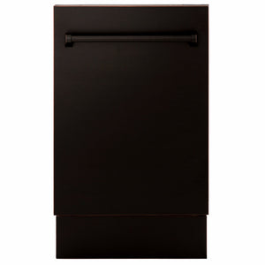ZLINE Tallac 18-Inch Top Control Built-In Dishwasher, Oil-Rubbed Bronze Panel, Traditional Handle, 51 dBA, DWV-ORB-18