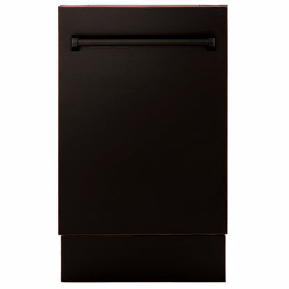 ZLINE Tallac 18-Inch Top Control Built-In Dishwasher, Oil-Rubbed Bronze Panel, Traditional Handle, 51 dBA, DWV-ORB-18