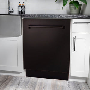 ZLINE Tallac 24-Inch Top Control Built-In Dishwasher, Oil-Rubbed Bronze Panel, Traditional Handle, 51 dBA, DWV-ORB-24