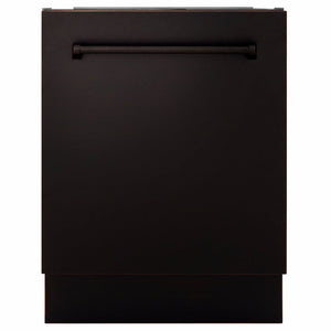 ZLINE Tallac 24-Inch Top Control Built-In Dishwasher, Oil-Rubbed Bronze Panel, Traditional Handle, 51 dBA, DWV-ORB-24