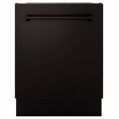 ZLINE Tallac 24-Inch Top Control Built-In Dishwasher, Oil-Rubbed Bronze Panel, Traditional Handle, 51 dBA, DWV-ORB-24