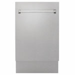 ZLINE Tallac 18-Inch Top Control Built-In Dishwasher, Satin Stainless Steel Panel, Traditional Handle, 51 dBA, DWV-SN-18