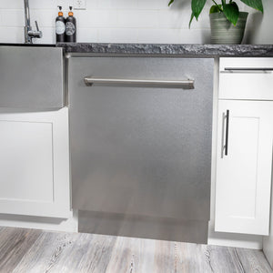 ZLINE Tallac 24-Inch Top Control Built-In Dishwasher, Satin Stainless Steel Panel, Traditional Handle, 51 dBA, DWV-SN-24