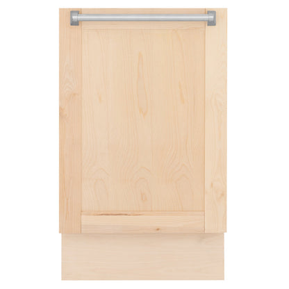 ZLINE Tallac 18-Inch Top Control Built-In Dishwasher, Unfinished Wooden Panel, Traditional Handle, 51 dBA, DWV-UF-18