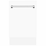 ZLINE Tallac 18-Inch Top Control Built-In Dishwasher, White Matte Panel, Traditional Handle, 51 dBA, DWV-WM-18