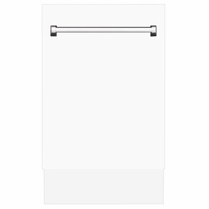ZLINE Tallac 18-Inch Top Control Built-In Dishwasher, White Matte Panel, Traditional Handle, 51 dBA, DWV-WM-18