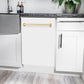 ZLINE Tallac Autograph Edition 18-Inch Top Control Built-In Dishwasher, White Matte Panel, Polished Gold Handle, 51 dBA, DWVZ-WM-18-G